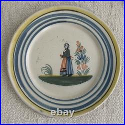 RARE ANTIQUE 1800's & Early 1900's Quimper HENRIOT Set 5 Bread Plates FRANCE