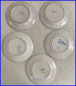 RARE ANTIQUE 1800's & Early 1900's Quimper HENRIOT Set 5 Bread Plates FRANCE
