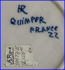 RARE ANTIQUE 1800's & Early 1900's Quimper HENRIOT Set 5 Bread Plates FRANCE