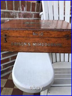 RARE ANTIQUE 1890 Thomas Edison Mimeograph Wooden Box and Contents A B Dick Co