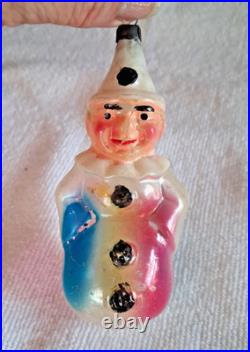 RARE ANTIQUE 4 CLOWN Unsilvered Blown Glass Paint Embossed Germany early 1900s