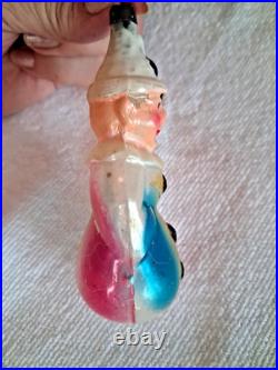 RARE ANTIQUE 4 CLOWN Unsilvered Blown Glass Paint Embossed Germany early 1900s
