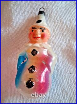 RARE ANTIQUE 4 CLOWN Unsilvered Blown Glass Paint Embossed Germany early 1900s
