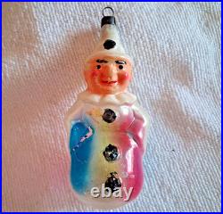 RARE ANTIQUE 4 CLOWN Unsilvered Blown Glass Paint Embossed Germany early 1900s