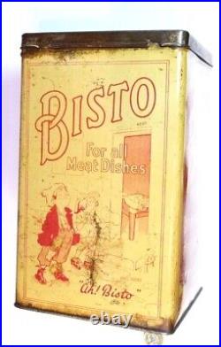 RARE ANTIQUE BISTO KIDS 10lb CATERING SHOP ADVERTISING TIN EARLY VERSION 1920s