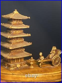 RARE ANTIQUE CELLULOID MINIATURE JAPANESE PAGODA FIGURINE EARLY 1900s