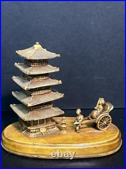 RARE ANTIQUE CELLULOID MINIATURE JAPANESE PAGODA FIGURINE EARLY 1900s