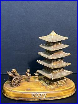 RARE ANTIQUE CELLULOID MINIATURE JAPANESE PAGODA FIGURINE EARLY 1900s
