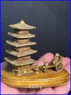 RARE ANTIQUE CELLULOID MINIATURE JAPANESE PAGODA FIGURINE EARLY 1900s