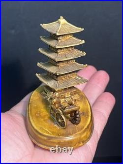 RARE ANTIQUE CELLULOID MINIATURE JAPANESE PAGODA FIGURINE EARLY 1900s