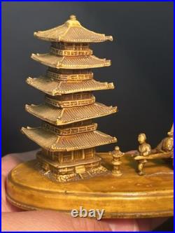 RARE ANTIQUE CELLULOID MINIATURE JAPANESE PAGODA FIGURINE EARLY 1900s