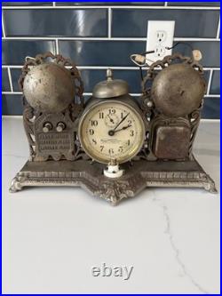 RARE ANTIQUE DARCHE BANK SAFETY DEPOSIT ALARM CLOCK LIGHT Early 1900s