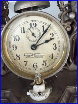 RARE ANTIQUE DARCHE BANK SAFETY DEPOSIT ALARM CLOCK LIGHT Early 1900s