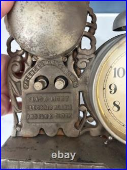 RARE ANTIQUE DARCHE BANK SAFETY DEPOSIT ALARM CLOCK LIGHT Early 1900s