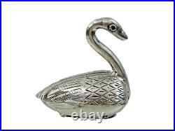 RARE ANTIQUE DUTCH SILVER VINAIGRETTE sterling Figural Swan Ruby Eyes early 19c