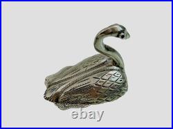 RARE ANTIQUE DUTCH SILVER VINAIGRETTE sterling Figural Swan Ruby Eyes early 19c