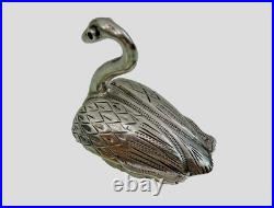 RARE ANTIQUE DUTCH SILVER VINAIGRETTE sterling Figural Swan Ruby Eyes early 19c