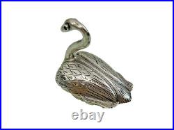RARE ANTIQUE DUTCH SILVER VINAIGRETTE sterling Figural Swan Ruby Eyes early 19c