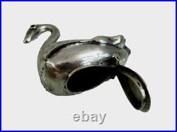 RARE ANTIQUE DUTCH SILVER VINAIGRETTE sterling Figural Swan Ruby Eyes early 19c