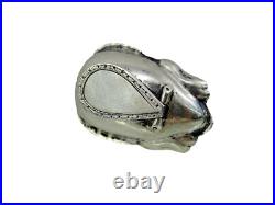RARE ANTIQUE DUTCH SILVER VINAIGRETTE sterling Figural Swan Ruby Eyes early 19c