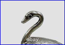 RARE ANTIQUE DUTCH SILVER VINAIGRETTE sterling Figural Swan Ruby Eyes early 19c