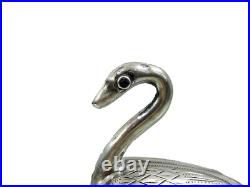 RARE ANTIQUE DUTCH SILVER VINAIGRETTE sterling Figural Swan Ruby Eyes early 19c