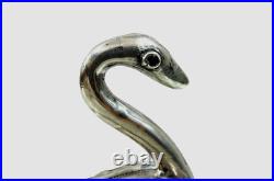 RARE ANTIQUE DUTCH SILVER VINAIGRETTE sterling Figural Swan Ruby Eyes early 19c