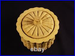 RARE ANTIQUE EARLY 1800s BAMBOO GAME DISH with LID CANE CANEWARE YELLOW WARE