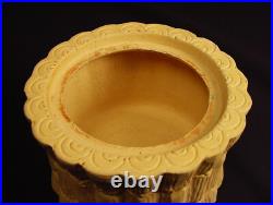 RARE ANTIQUE EARLY 1800s BAMBOO GAME DISH with LID CANE CANEWARE YELLOW WARE
