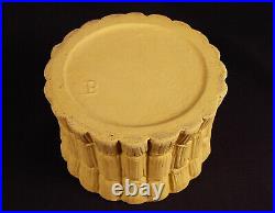 RARE ANTIQUE EARLY 1800s BAMBOO GAME DISH with LID CANE CANEWARE YELLOW WARE