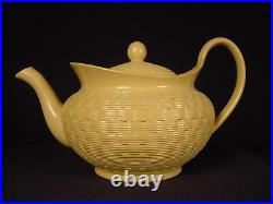 RARE ANTIQUE EARLY 1800s BASKET WEAVE TEAPOT WEDGWOOD YELLOW WARE MINT