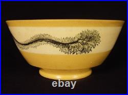 RARE ANTIQUE EARLY 1800s BLACK MOCHA TEA BOWL YELLOW WARE MOCHAWARE MINT