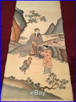 RARE ANTIQUE EARLY 20th CHINESE SILK KESI TAPESTRY EMBROIDERED EMBROIDERY 104 cm