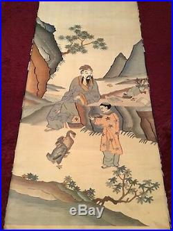 RARE ANTIQUE EARLY 20th CHINESE SILK KESI TAPESTRY EMBROIDERED EMBROIDERY 104 cm