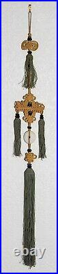 RARE ANTIQUE EARLY CHINESE JADE DISC BI with SILK HANGING TASSEL 30JINBU /YAOPEI RARE ANTIQUE EARLY CHINESE JADE DISC BI with SILK HANGING TASSEL 30JINBU /YAOPEI