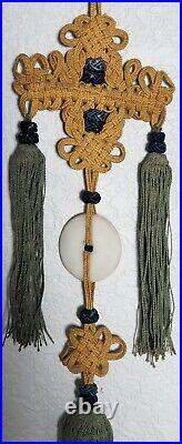 RARE ANTIQUE EARLY CHINESE JADE DISC BI with SILK HANGING TASSEL 30JINBU /YAOPEI RARE ANTIQUE EARLY CHINESE JADE DISC BI with SILK HANGING TASSEL 30JINBU /YAOPEI