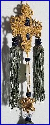 RARE ANTIQUE EARLY CHINESE JADE DISC BI with SILK HANGING TASSEL 30JINBU /YAOPEI RARE ANTIQUE EARLY CHINESE JADE DISC BI with SILK HANGING TASSEL 30JINBU /YAOPEI