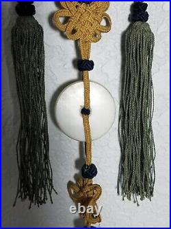 RARE ANTIQUE EARLY CHINESE JADE DISC BI with SILK HANGING TASSEL 30JINBU /YAOPEI RARE ANTIQUE EARLY CHINESE JADE DISC BI with SILK HANGING TASSEL 30JINBU /YAOPEI