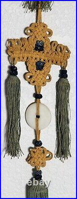 RARE ANTIQUE EARLY CHINESE JADE DISC BI with SILK HANGING TASSEL 30JINBU /YAOPEI RARE ANTIQUE EARLY CHINESE JADE DISC BI with SILK HANGING TASSEL 30JINBU /YAOPEI