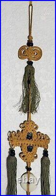 RARE ANTIQUE EARLY CHINESE JADE DISC BI with SILK HANGING TASSEL 30JINBU /YAOPEI RARE ANTIQUE EARLY CHINESE JADE DISC BI with SILK HANGING TASSEL 30JINBU /YAOPEI