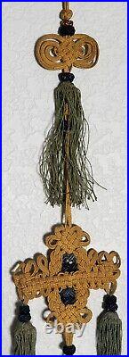 RARE ANTIQUE EARLY CHINESE JADE DISC BI with SILK HANGING TASSEL 30JINBU /YAOPEI RARE ANTIQUE EARLY CHINESE JADE DISC BI with SILK HANGING TASSEL 30JINBU /YAOPEI