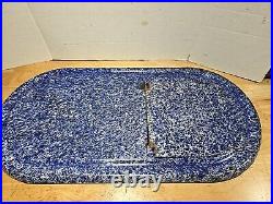 RARE ANTIQUE-EARLY COBALT BLUE SWIRL GRANITEWARE ENAMELWARE Replacement Top