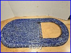 RARE ANTIQUE-EARLY COBALT BLUE SWIRL GRANITEWARE ENAMELWARE Replacement Top