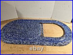 RARE ANTIQUE-EARLY COBALT BLUE SWIRL GRANITEWARE ENAMELWARE Replacement Top