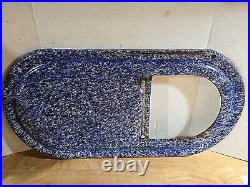 RARE ANTIQUE-EARLY COBALT BLUE SWIRL GRANITEWARE ENAMELWARE Replacement Top