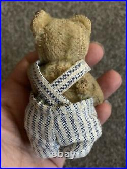 RARE ANTIQUE Early 1900s Steiff Miniature 3.5 Teddy Baby Bear FF BUtton Stands