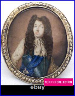 RARE ANTIQUE FLEMISH SCHOOL 17th C. MINIATURE HAND PAINTED ON PAPER MAN PORTRAIT
