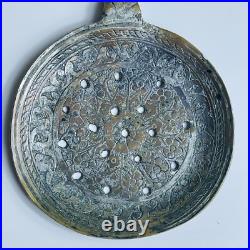RARE ANTIQUE Folding Strainer Spoon Heavy Wrought Cooper Early Safavid Dynasty