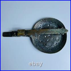 RARE ANTIQUE Folding Strainer Spoon Heavy Wrought Cooper Early Safavid Dynasty
