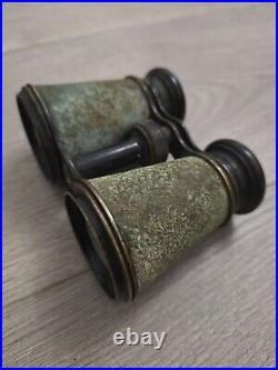 RARE ANTIQUE IRIS DE PARIS BINOCULARS GLASSES WITH COMPASS EARLY 1900s